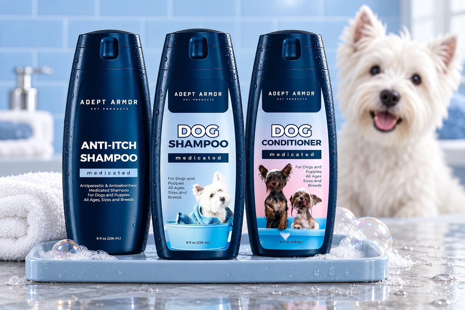 Adept Warrior pet shampoo packaging